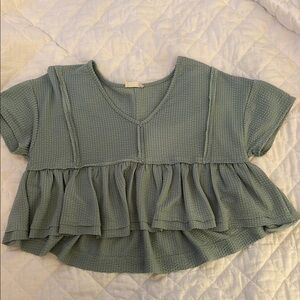 Altar’d State Textured Green Short Sleeve Top